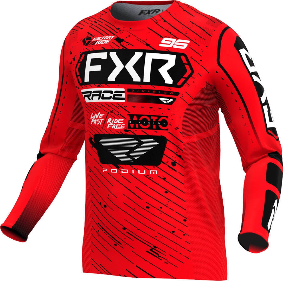FXR Podium 2025 Motocross trøje til børn rød/sort/hvid M Figur 1