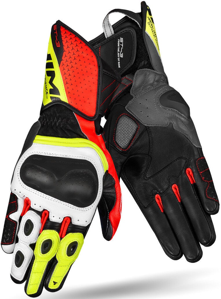 SHIMA ST-3 perforerede motorcykelhandsker sort/hvid/gul/rød M Figur 3