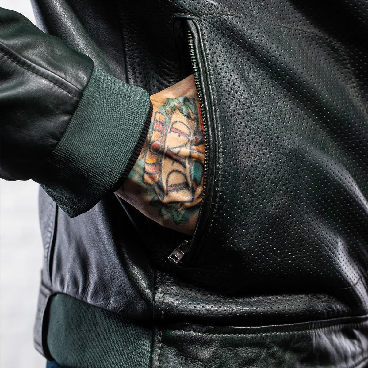 HolyFreedom Due Motorcycle Leather Jacket dark green XXL Figure 8