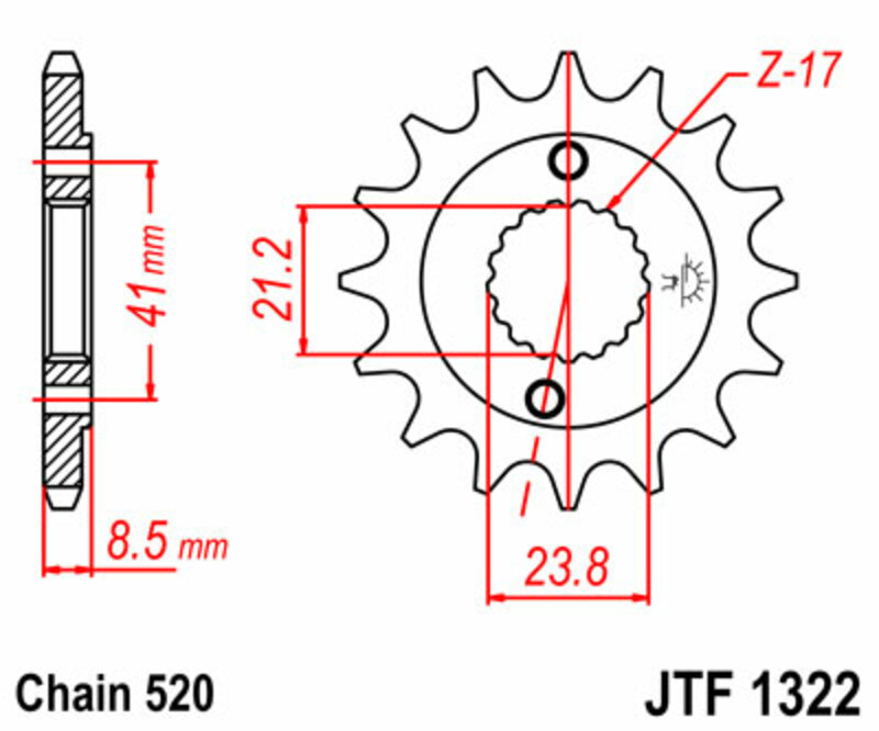PIGNONS JT Pignon acier standard 1322 - 520 Figure 3