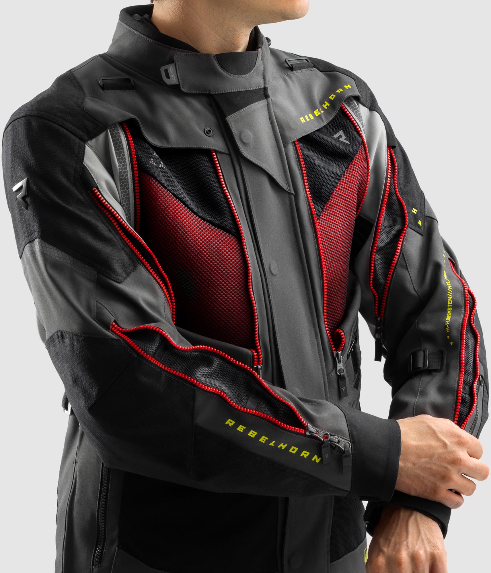 Side view of Rebelhorn Hardy 3.0 waterproof Motorcycle Textile Jacket