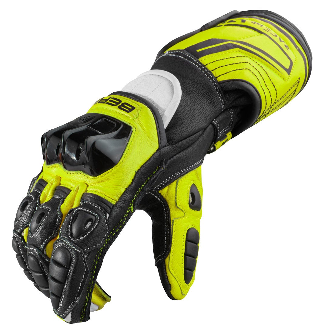 Berik Track Pro Motorcykelhandsker sort/hvid/gul S Figur 2