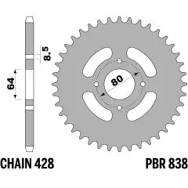 PBR Acciaio per pignoni posteriori Standard - 428 Figura 1