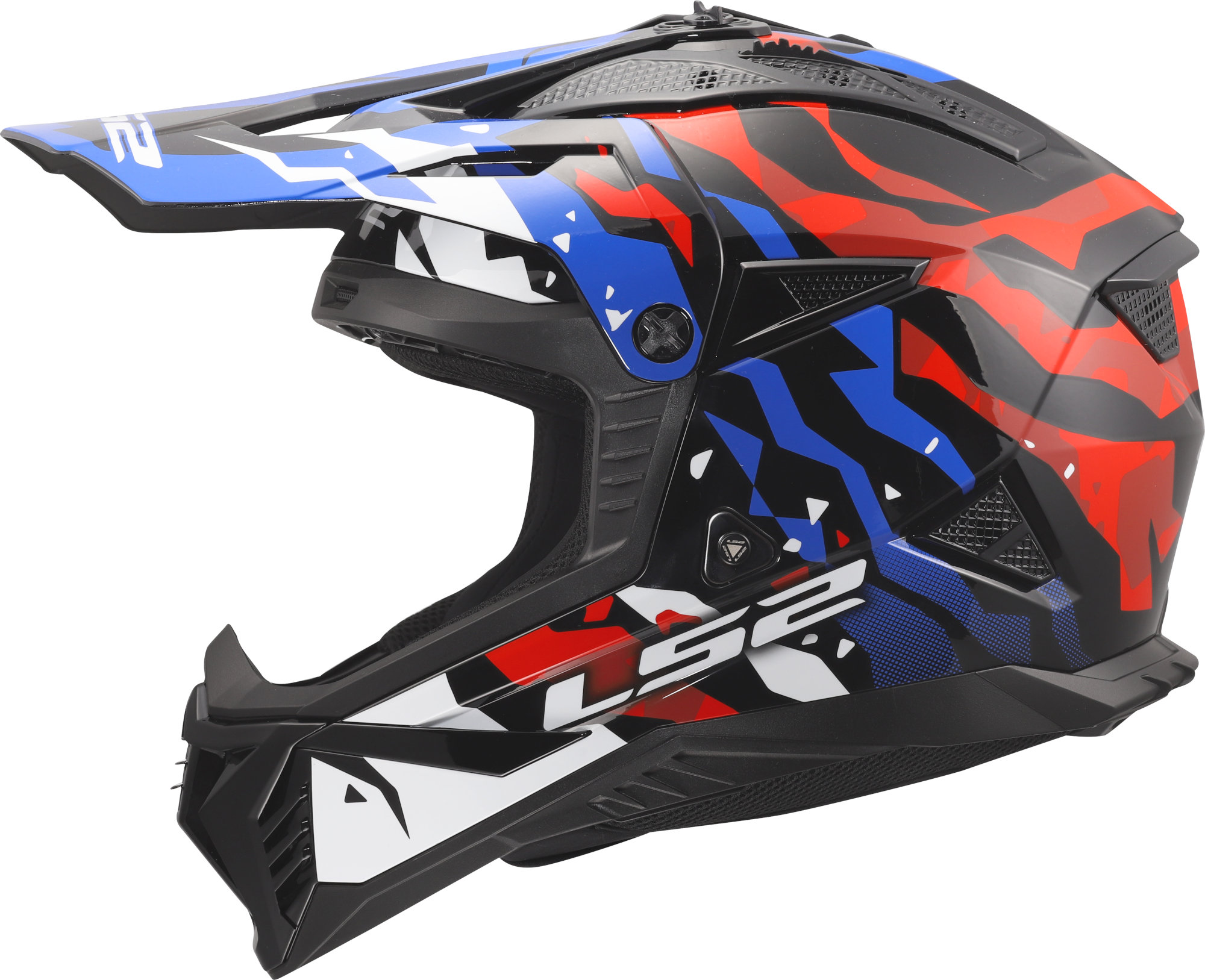LS2 MX708 Fast II Grotesk Casco de motocross blanco/azul/rojo S (55/56) Figura 2