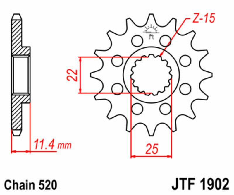 PROCHETE JT Pinion frontal standard din oțel 1902 - 520 Figura 3