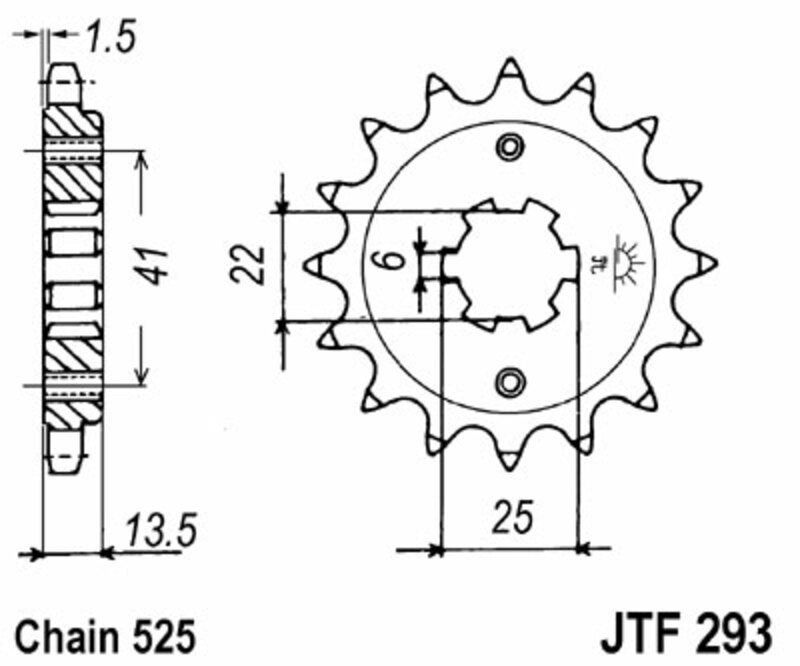 Engrenagens JT Roda dentada de aço padrão 293 - 525 Figura 3