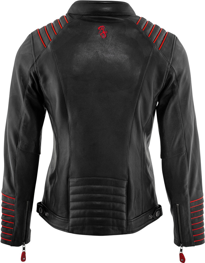 Rusty Stitches Amanda Damen Motorrad Lederjacke schwarz/rot 36 Abbildung 3