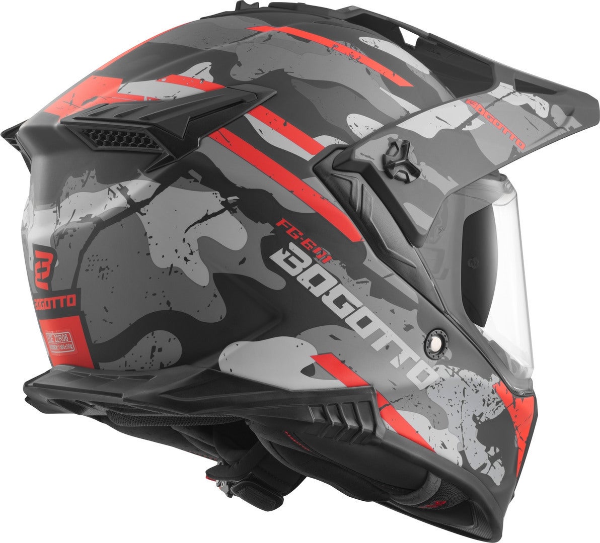 Bogotto FG-601 Sniper Enduro hjelm i glasfiber sort mat/grå/orange L Figur 4