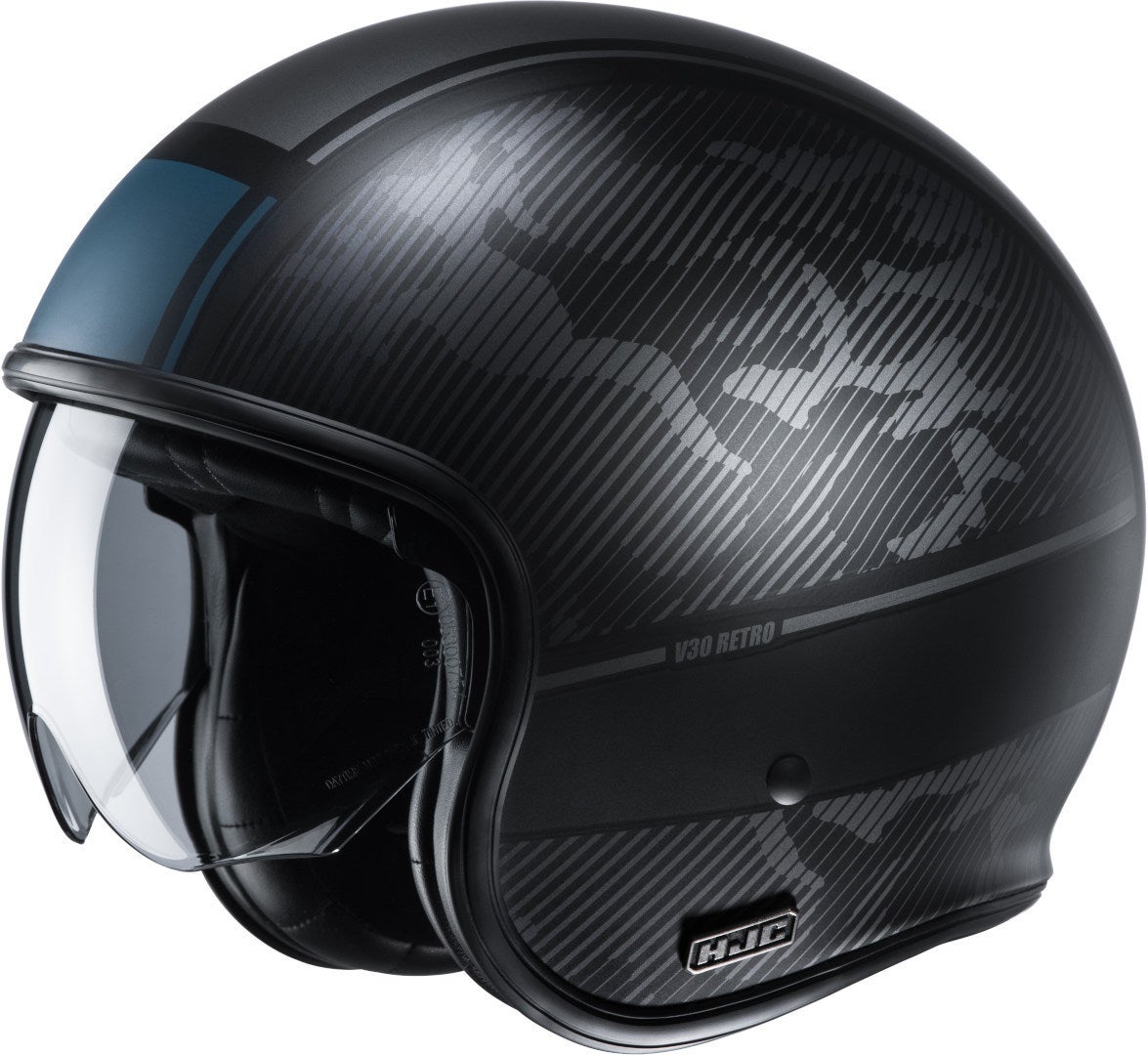 HJC V30 Alpi Casco jet nero opaco/blu S (55/56) Figura 1