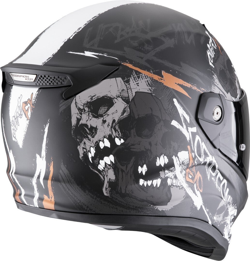 Scorpion Covert FX Skullz 헬멧 검은색 무광/회색/주황색 남성 (57/58) 그림 2