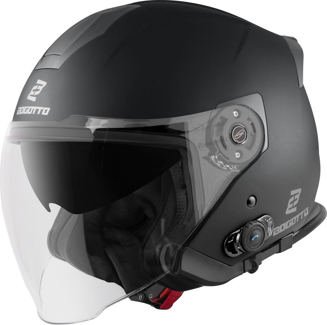 Bogotto H586 BT Solid Bluetooth Jet Helm Black Matt M Figuur 1