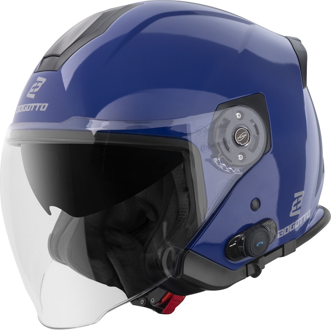 Bogotto H586 BT Solid Bluetooth Casco Jet Azul S Figura 1