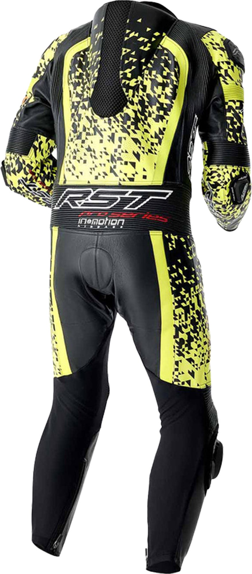 RST Pro Series D3O Airbag 穴あき1ピースのオートバイレザースーツ フルオイエロー/ブラック/ネオンイエロー 62 図2