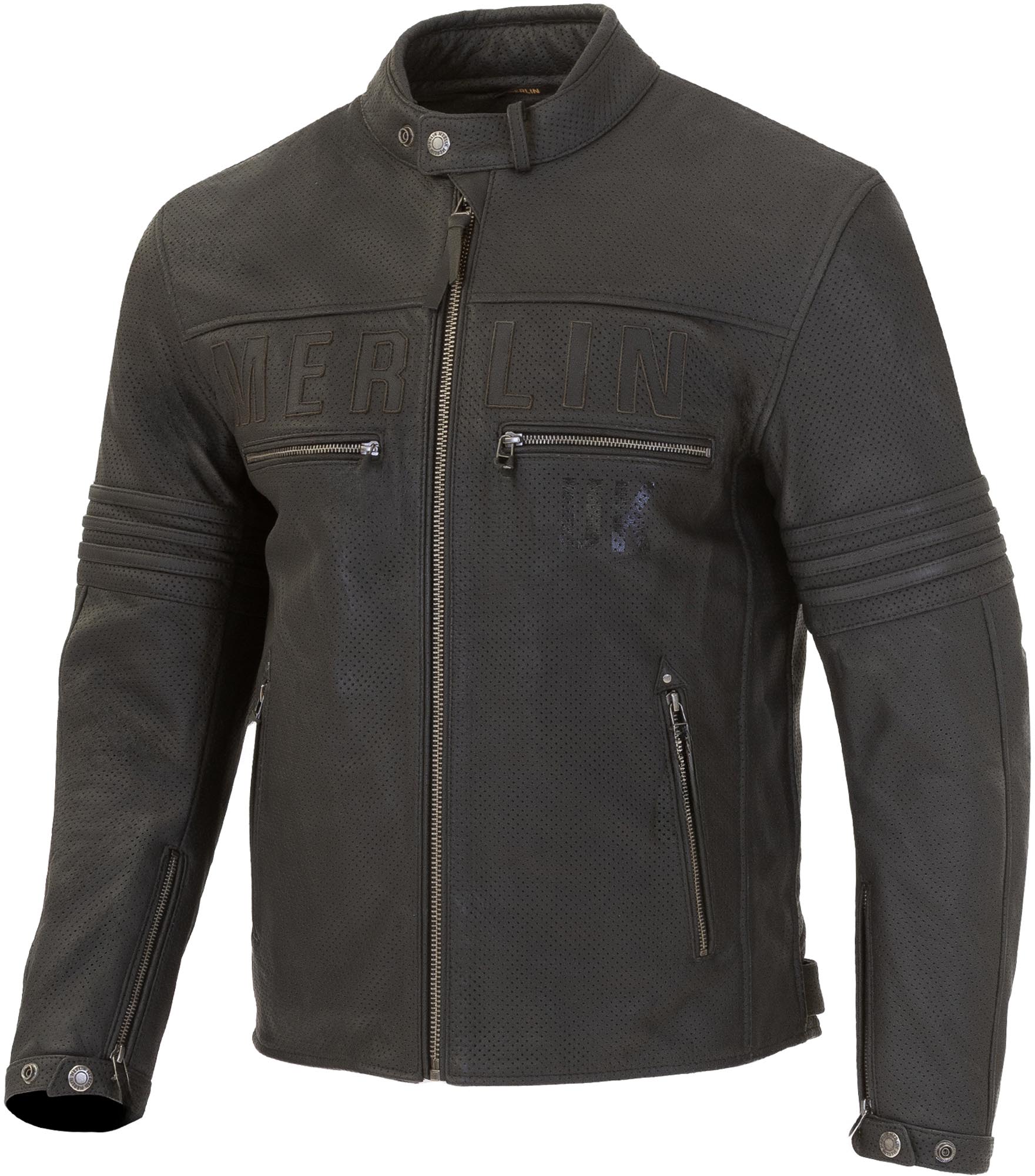 Merlin Revival D3O perforated Motorcycle Leather Jacket black 48 Figure 1
