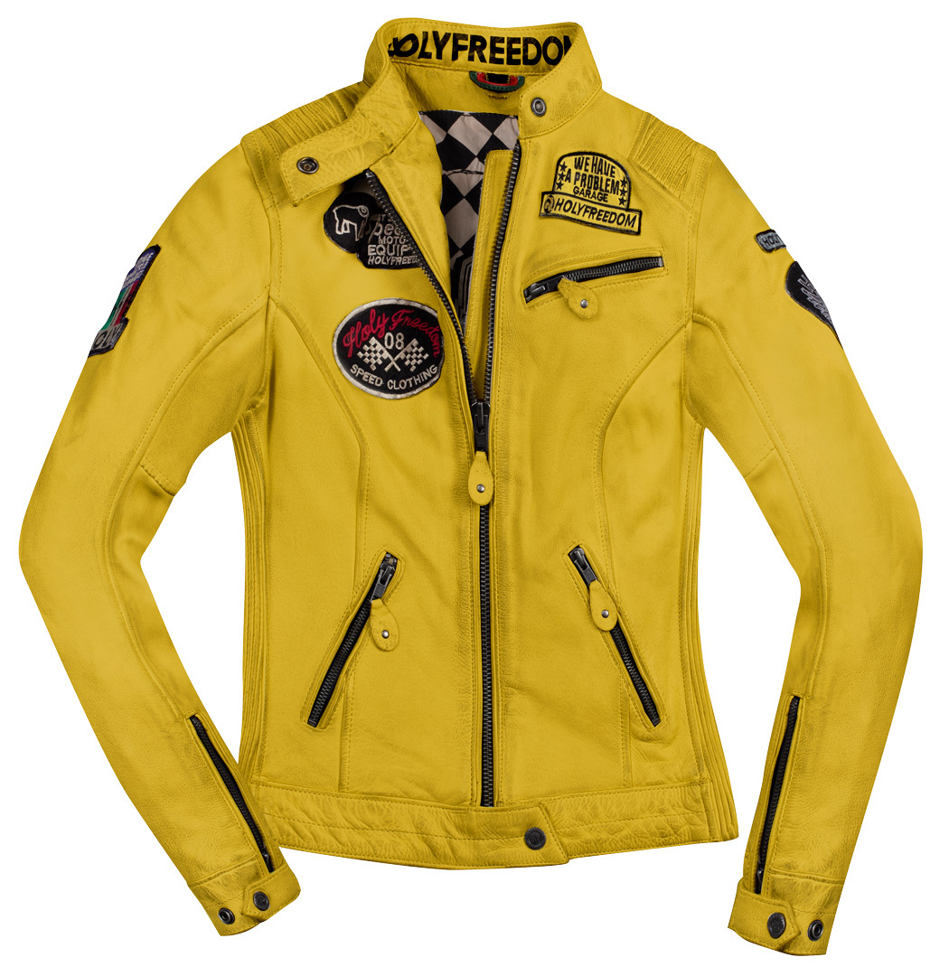 HolyFreedom Zero Dames Motorfiets Lederen Jas Geel S Figuur 1