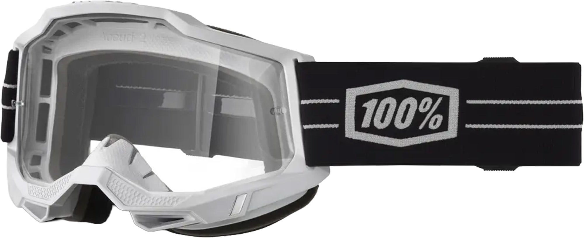 100% Accuri 2 Clear Motocrossglasögon Svart/Silver Figur 1