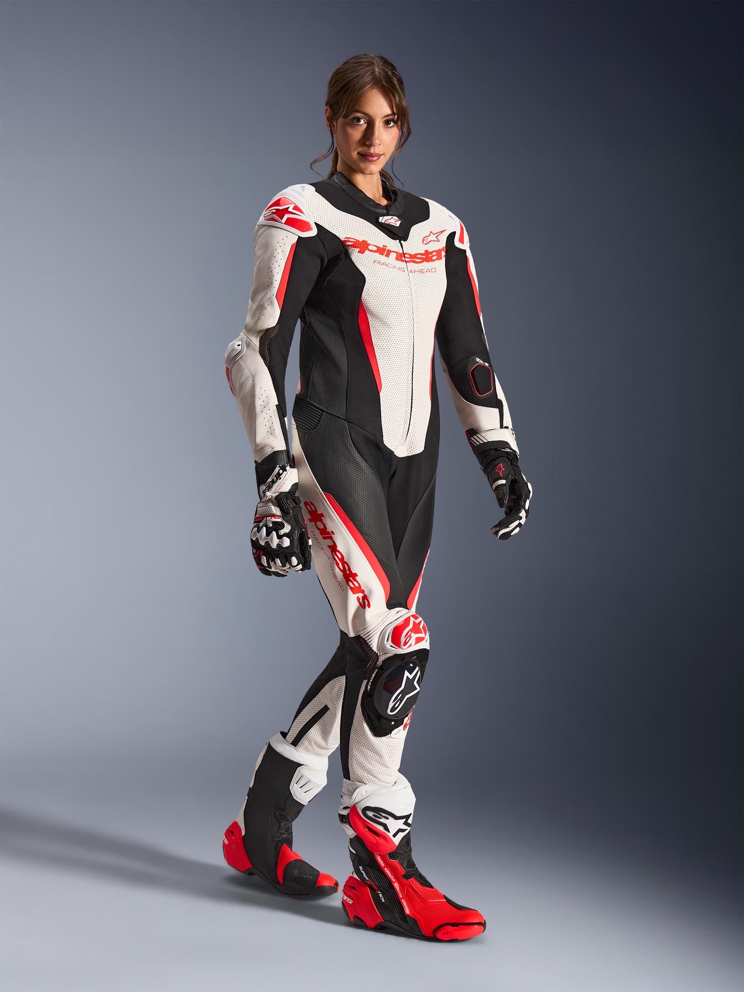 Alpinestars Stella GP-R7 Dames 1-delig motorfiets leren pak wit/zwart/rood 38 Figuur 7
