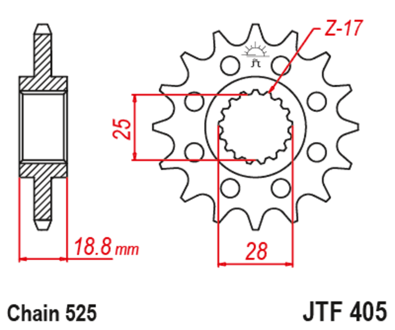 JT-DRIVHJUL Stål ljudfritt framdrev 405 - 525 Figur 2