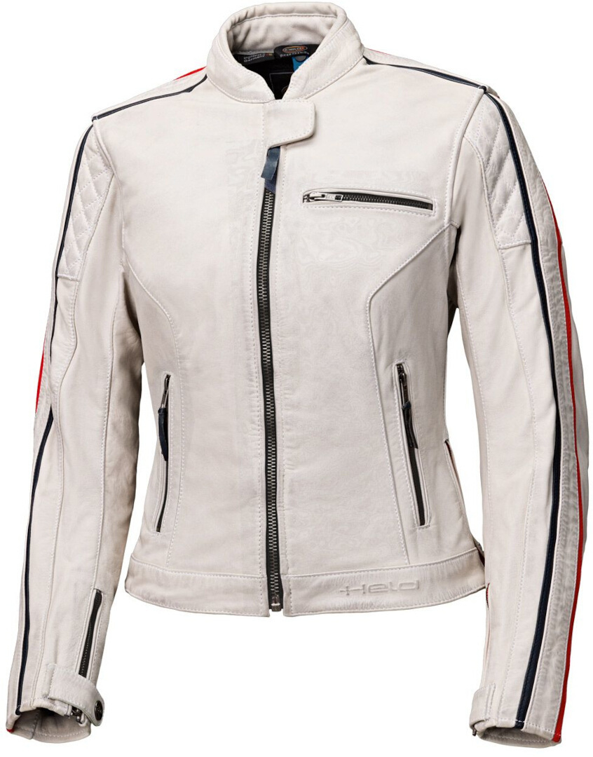 Held Brixham Ladies Motorcycle Leather Jacket white/red/black 40 Figure 1