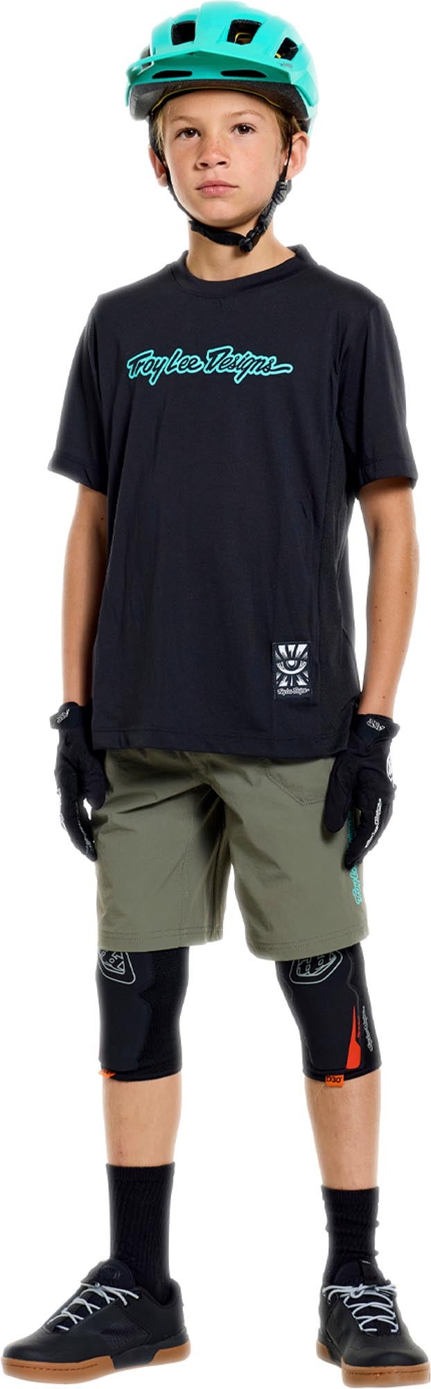 Side view of Troy Lee Designs Skyline Ride Signature Youth Short Sleeve Bicycle Jersey