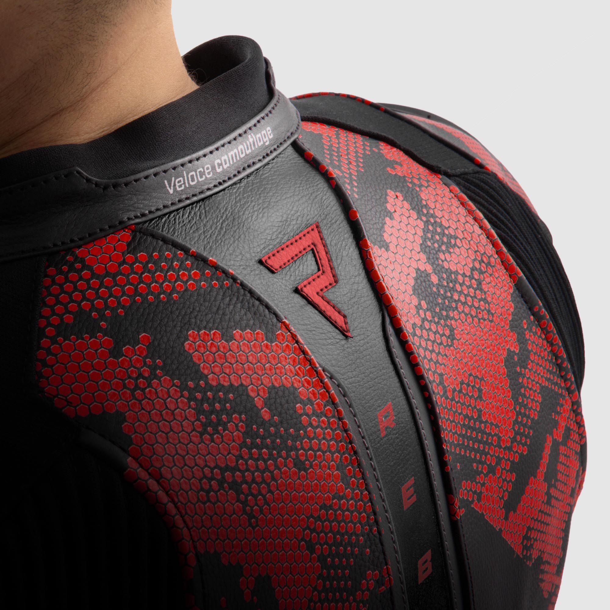 Rebelhorn Veloce Camo Motorcycle Leather Jacket black/red 62 Figure 14