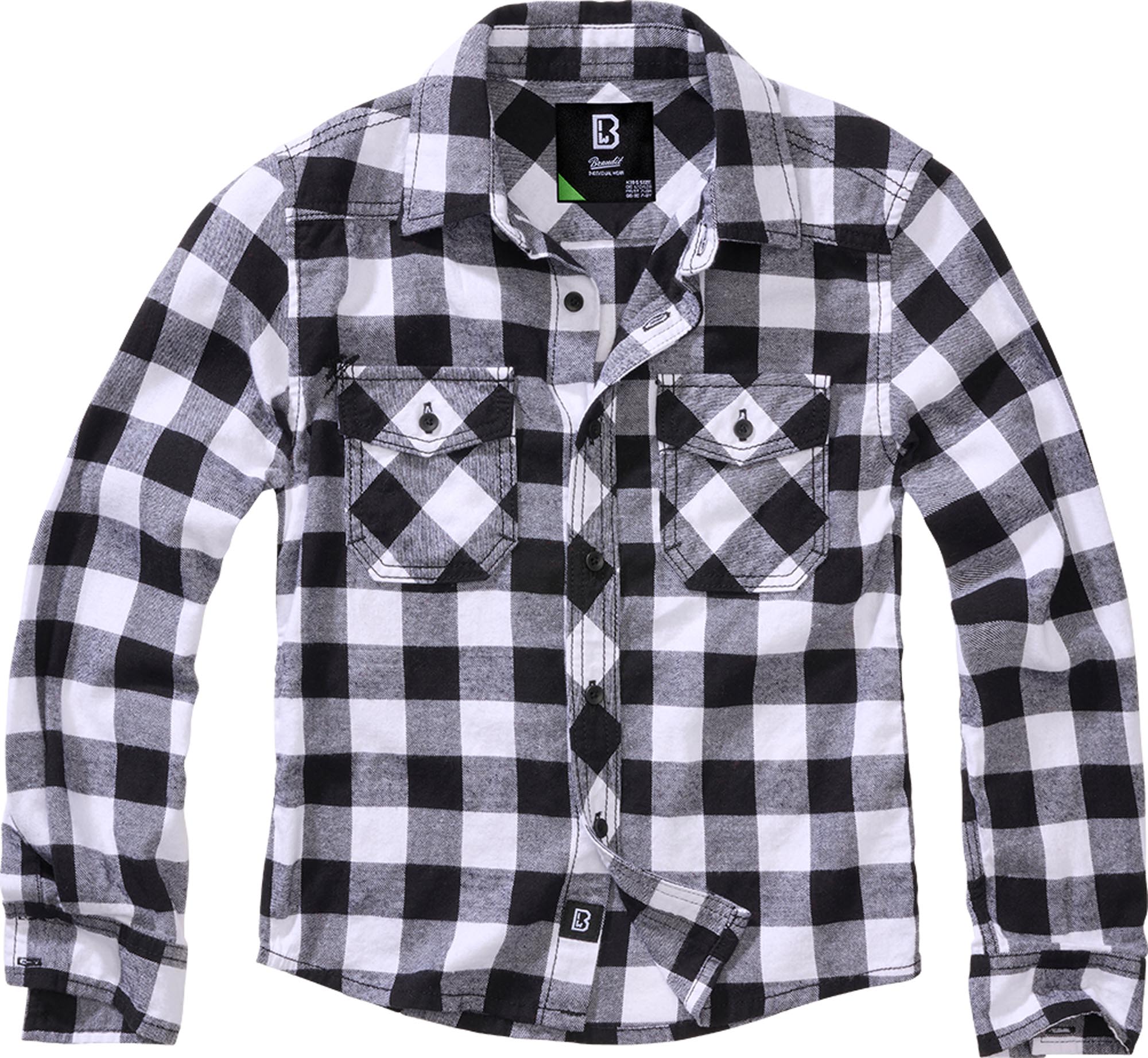Brandit Check Kids Shirt white/black 146-152 Figure 1