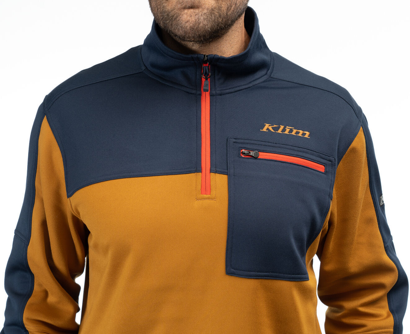 Klim Glacier Pull zippé 1/4 Ocre/bleu foncé/rouge S Figure 2