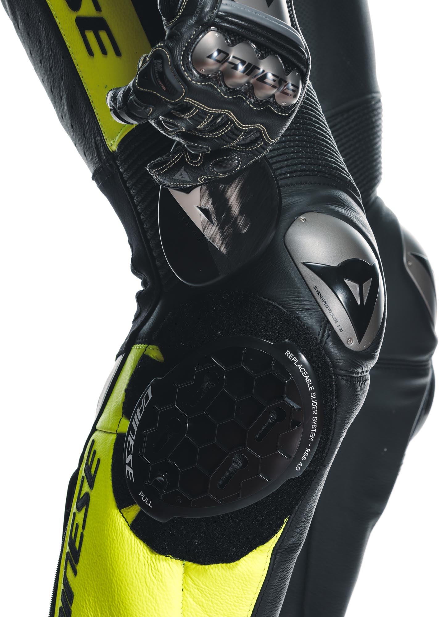 Dainese Misano 3 D-Air Airbag 2.0 Perforeret Ét Stykke Motorcykellæderdragt sort/grå/gul 46 Figur 16