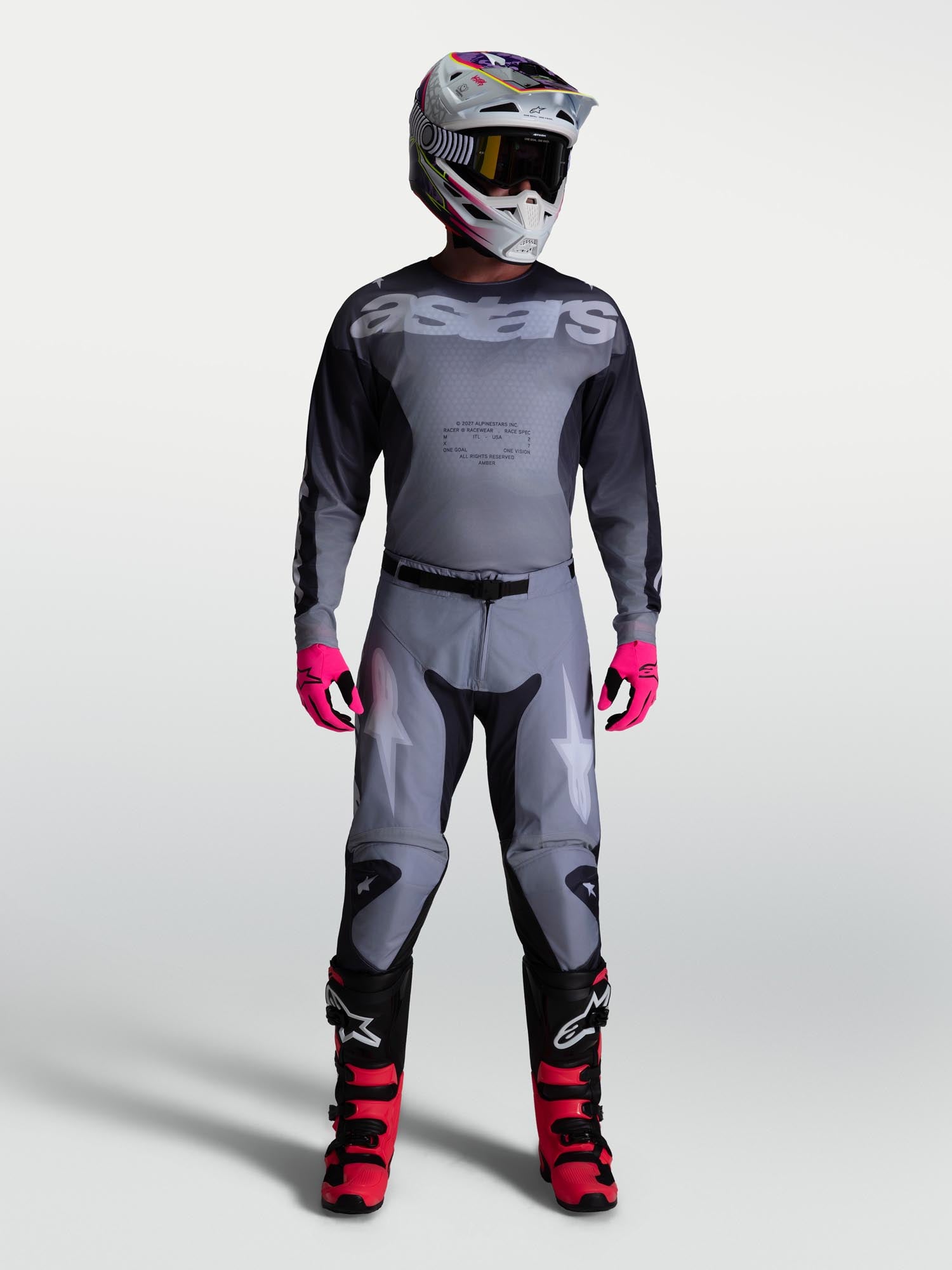 Alpinestars Racer Amber Motocross hlače Siva/vijolična 30 Slika 5