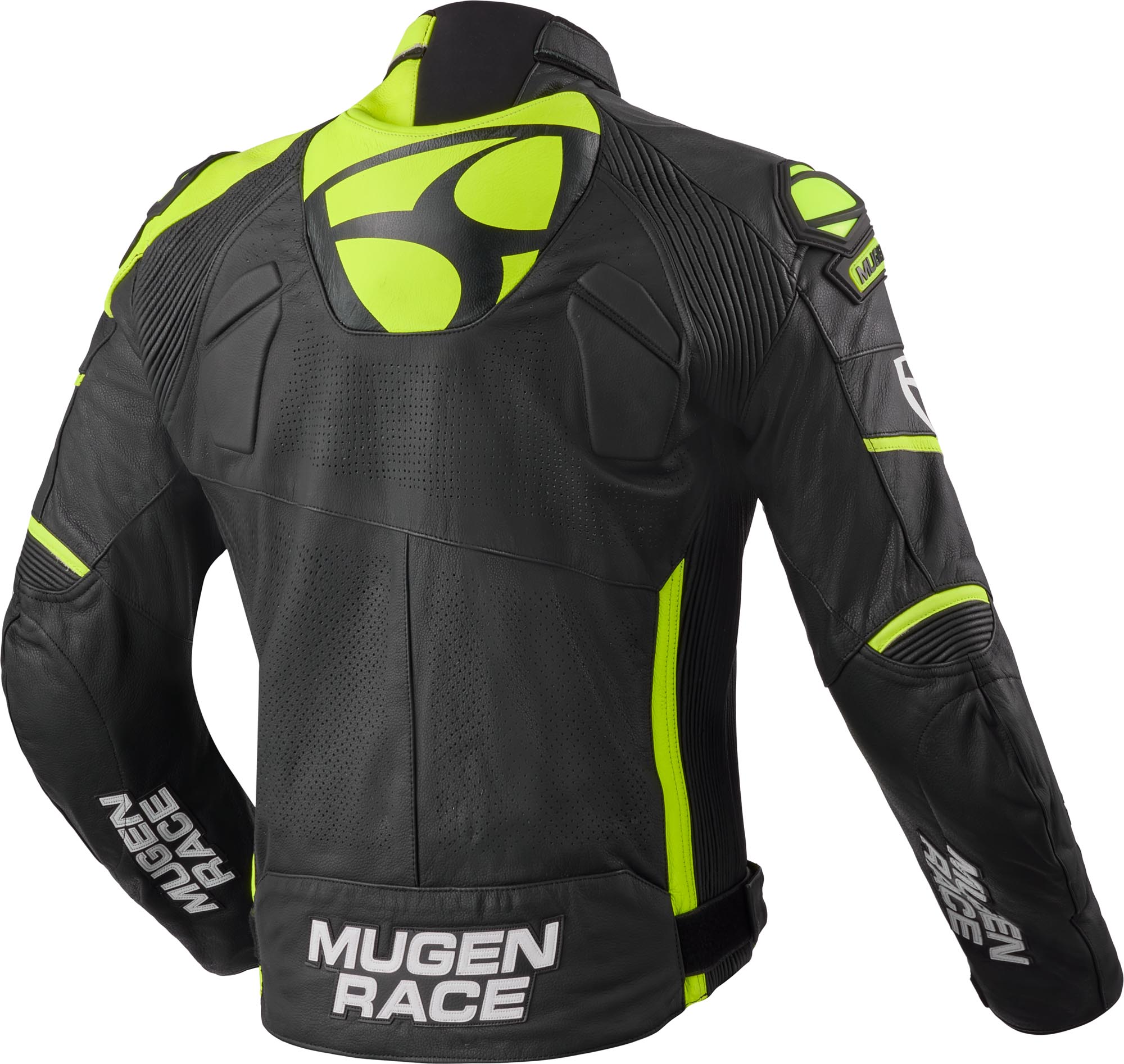 MUGENRACE Aggressore Motorcycle Leather Jacket black/white/neon-yellow 62 Figure 2