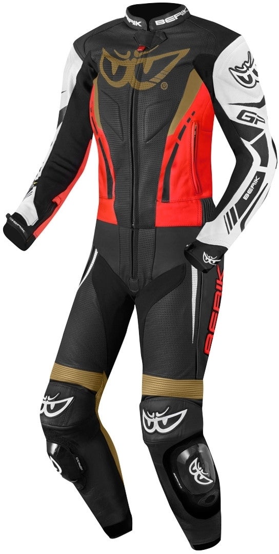 Berik Monza Abito donna in pelle moto a due pezzi nero/rosso/oro 42 Figura 1