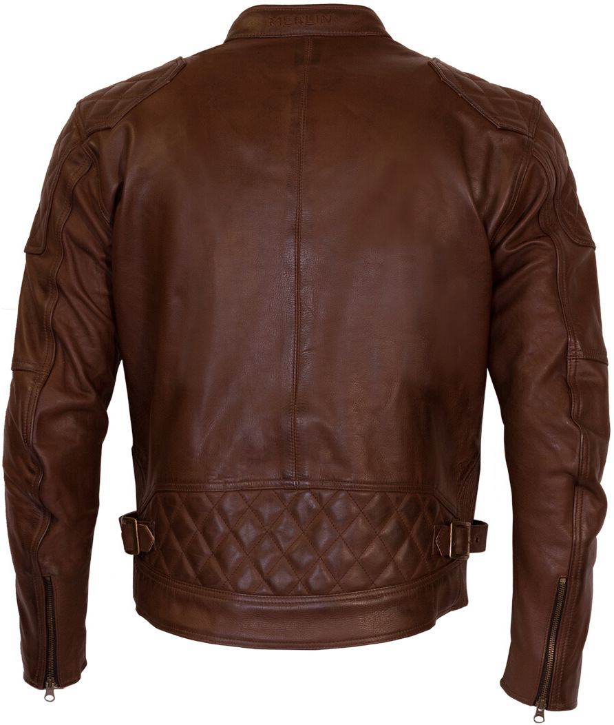 Merlin Chester D3O Cafe Motorcycle Leather Jacket brown L Figure 7