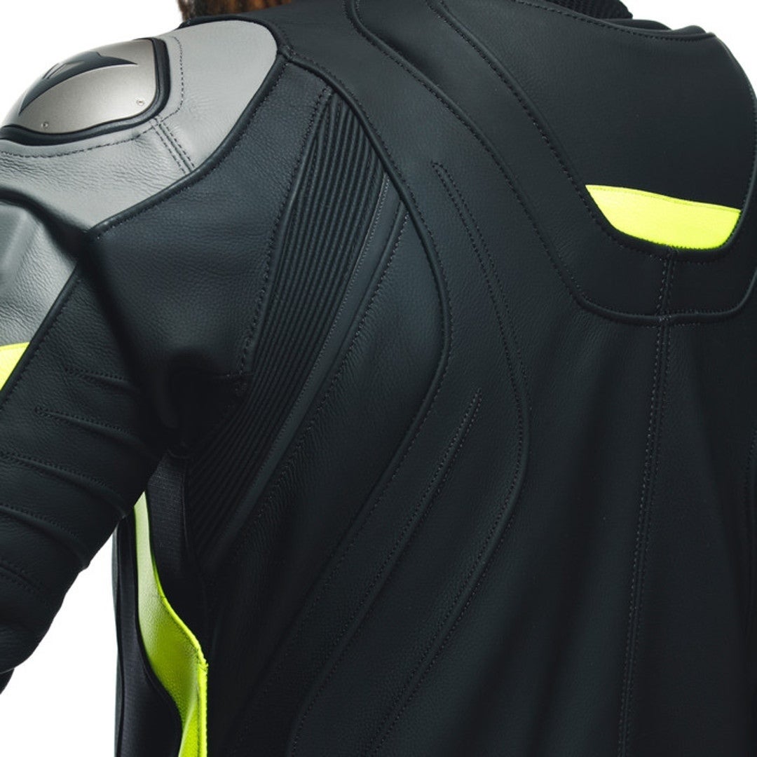 Dainese Avro 4 2-delt motorcykel læderdragt sort/grå/gul 60 Figur 4
