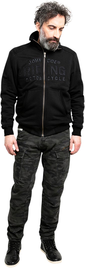 John Doe Standup Neck Motorcykel hoodie Sort/sort M Figur 9
