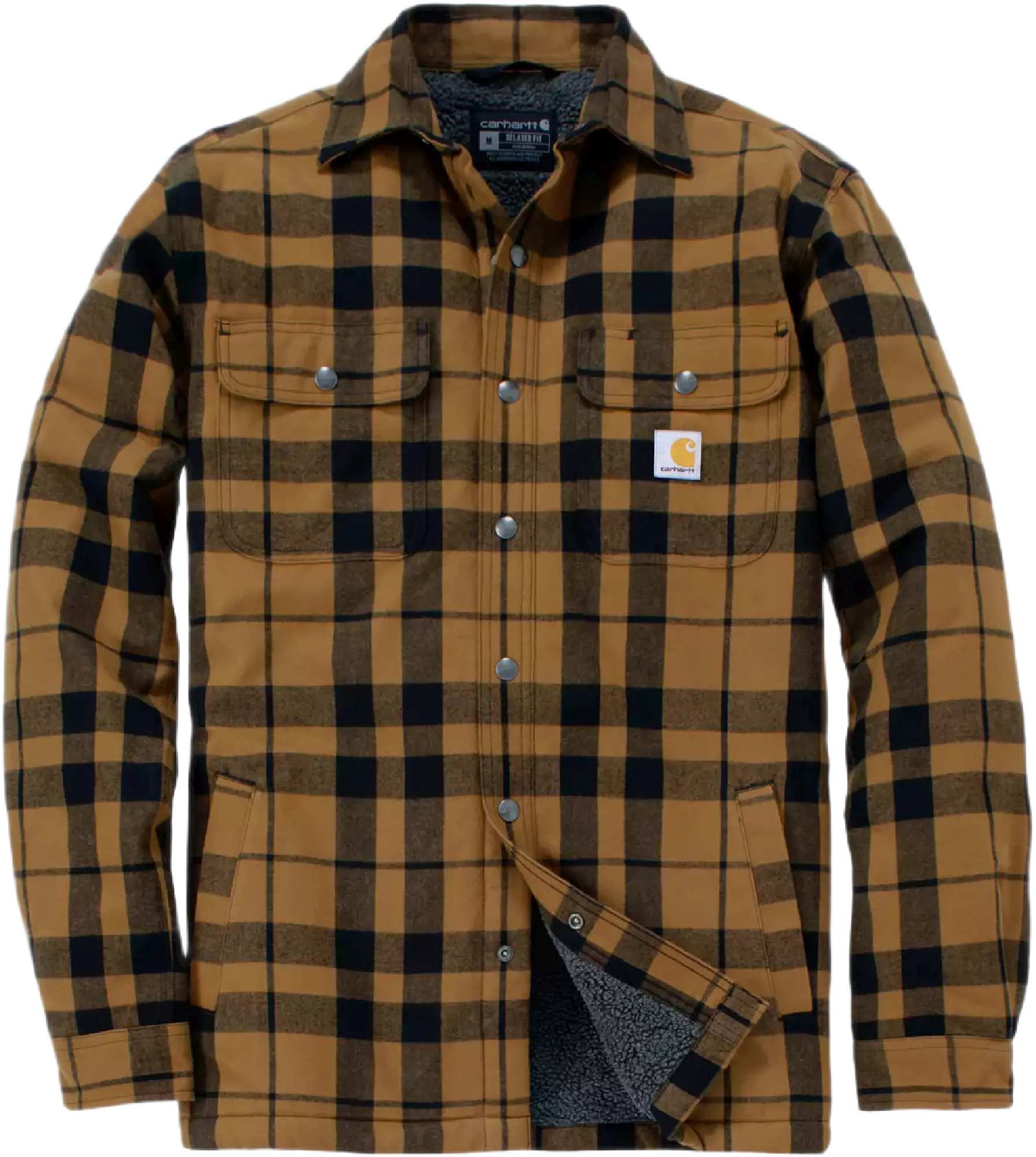 Carhartt Relaxed Fit Flannel Sherpa‑Lined Shirt Jachetă textilă Maro deschis/negru S Figura 1