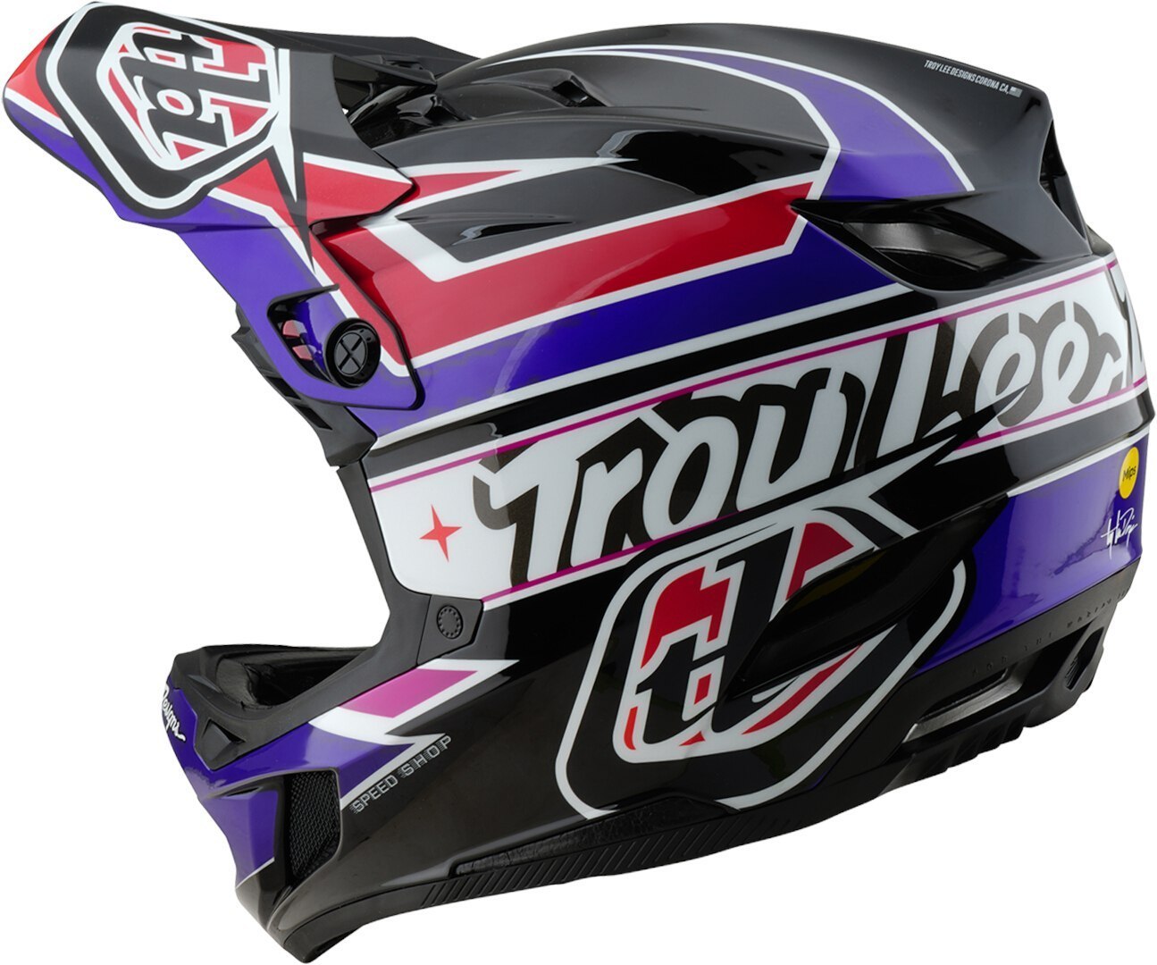 Troy Lee Designs D4 Mips Linear Polyacryliet Downhill Helm zwart/wit/rood/blauw S (55/56) Figuur 8
