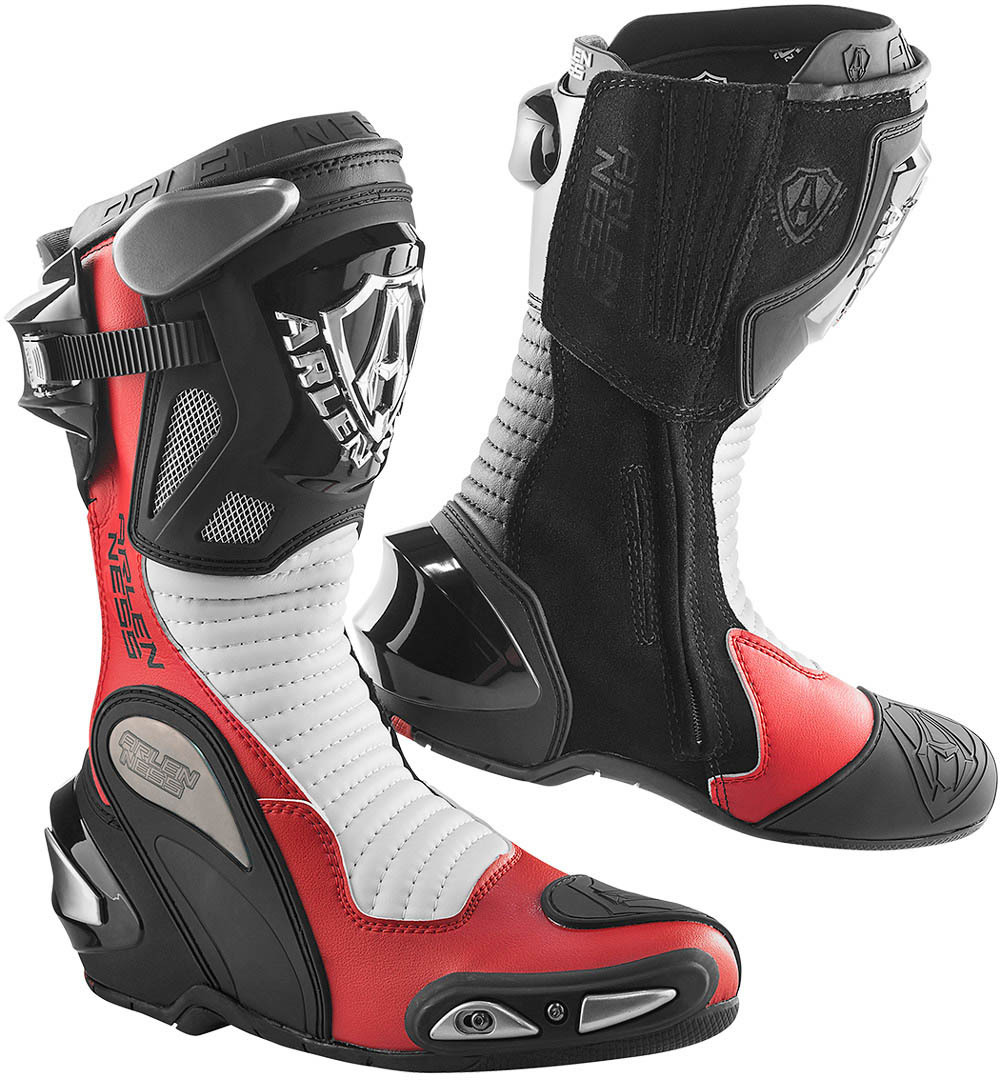 Arlen Ness Xaus Replica Motorcycle Boots black/red/white 45 Figure 1