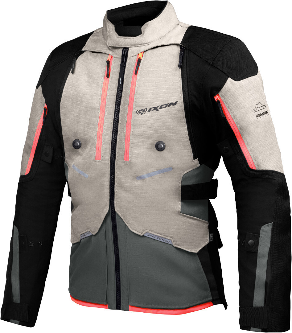 Ixon Vidar Motorcycle Textile Jacket black/beige/red M Figure 1
