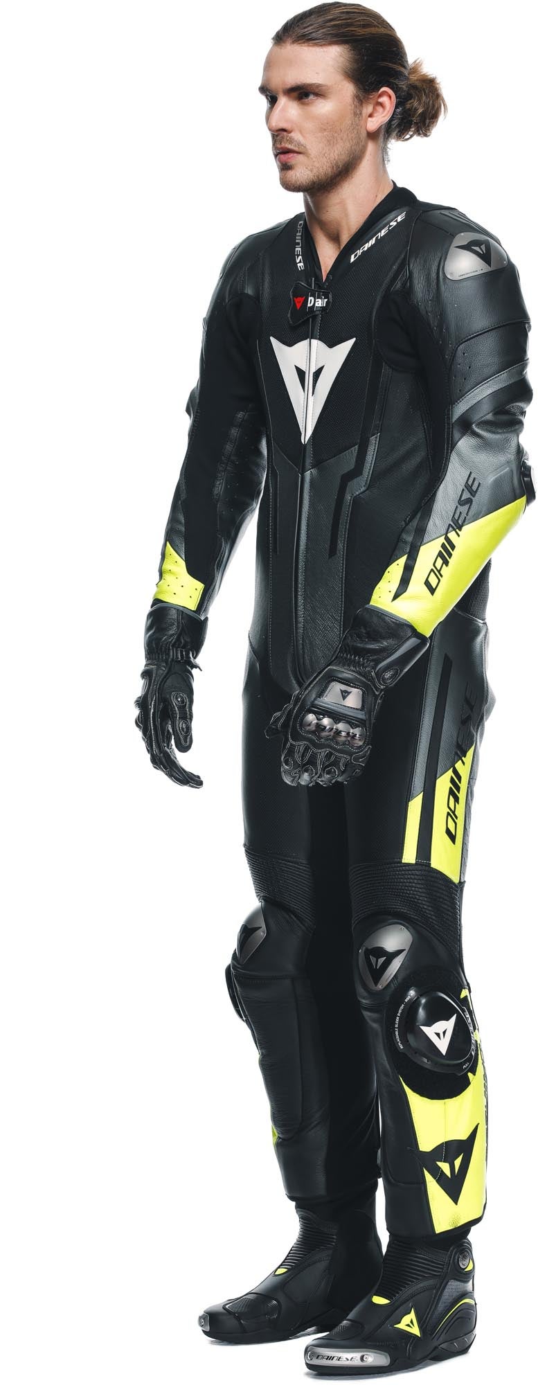 Dainese Misano 3 D-Air Airbag 2.0 perforated One Piece Motorcycle Leather Suit black/grey/yellow 48 Figure 4