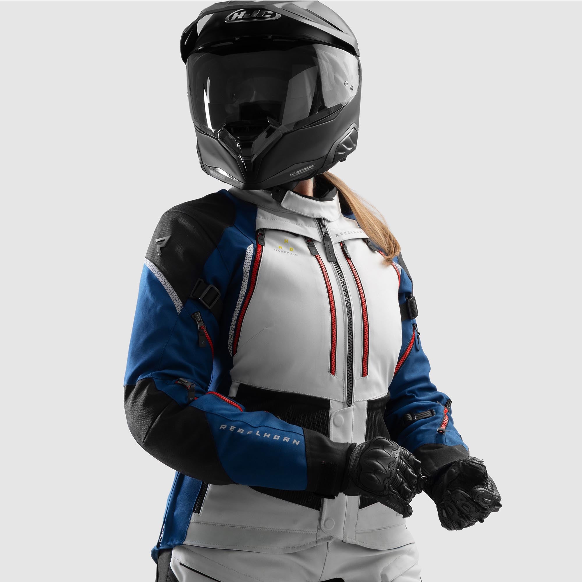 Rebelhorn Hardy 3.0 waterproof Ladies Motorcycle Textile Jacket grey/blue/red L Figure 19