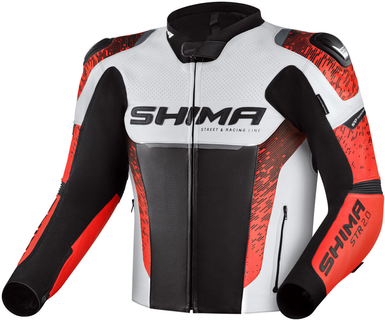 SHIMA STR 2.0 Jachetă de piele de motocicletă Negru/Alb/Roșu 56 Figura 1