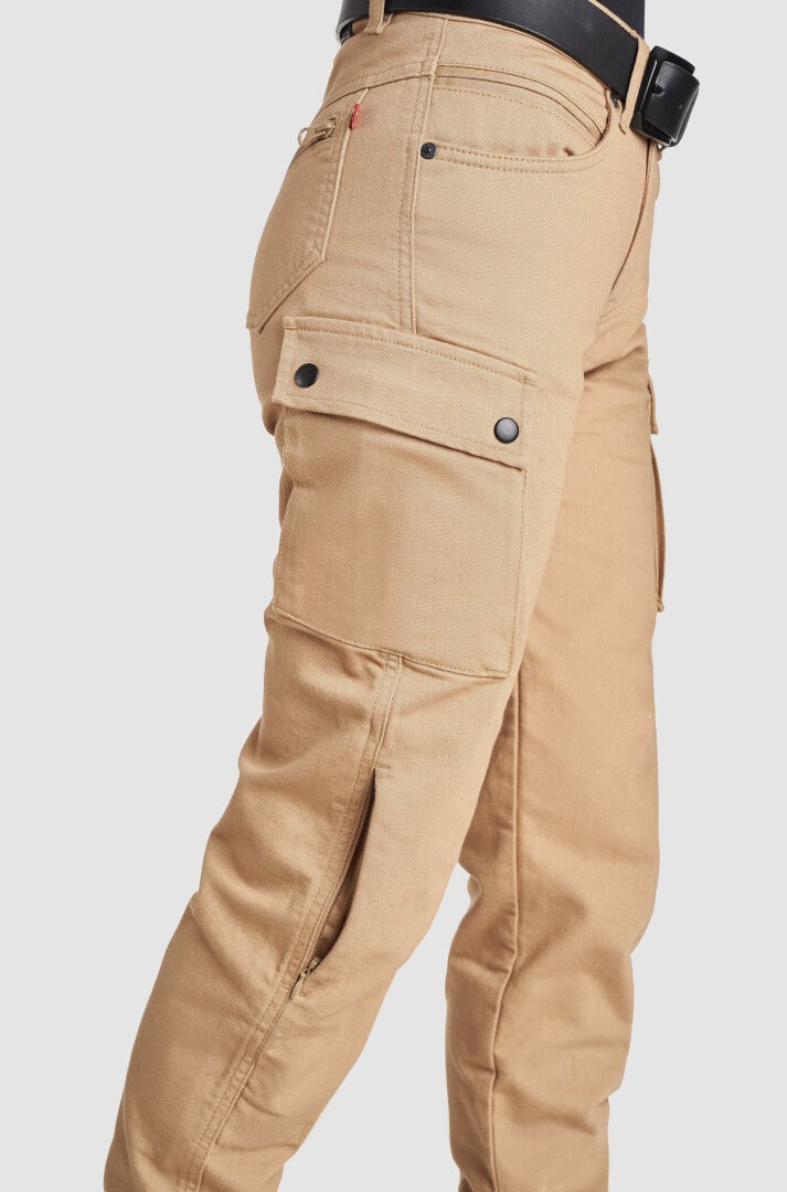 Pando Moto Mila Cargo Dames Motorfiets Jeans Beige 32/32 Figuur 3
