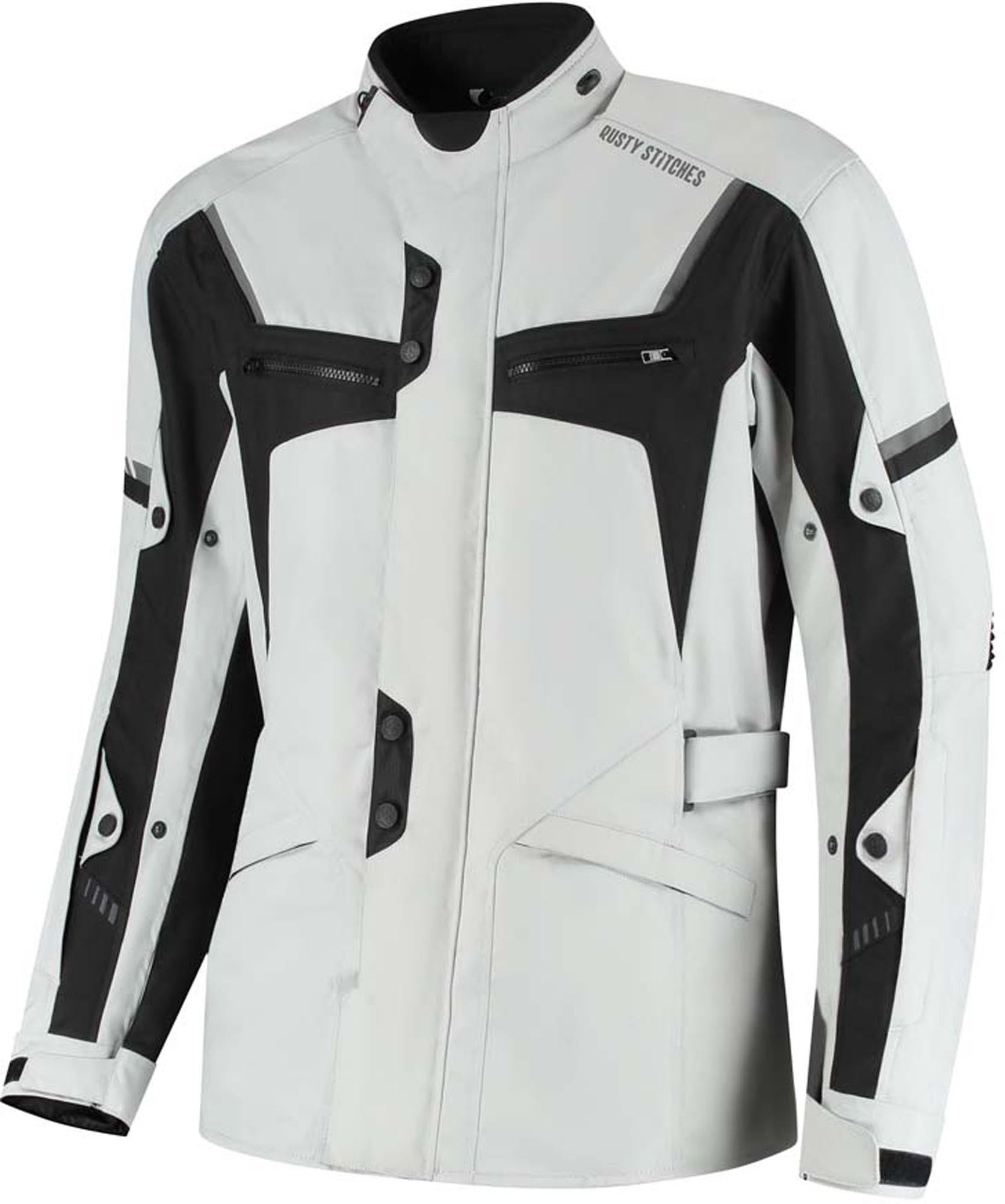 Rusty Stitches Luke Veste textile moto imperméable Gris clair/Noir 3XL Figure 1