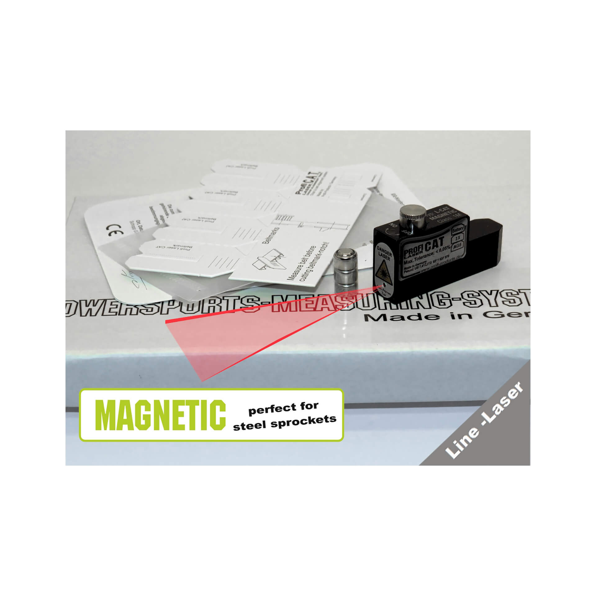 PROFI PRODUCTS L-CAT Magnet Linien-Laser für Stahl Kettenräder Figura 2