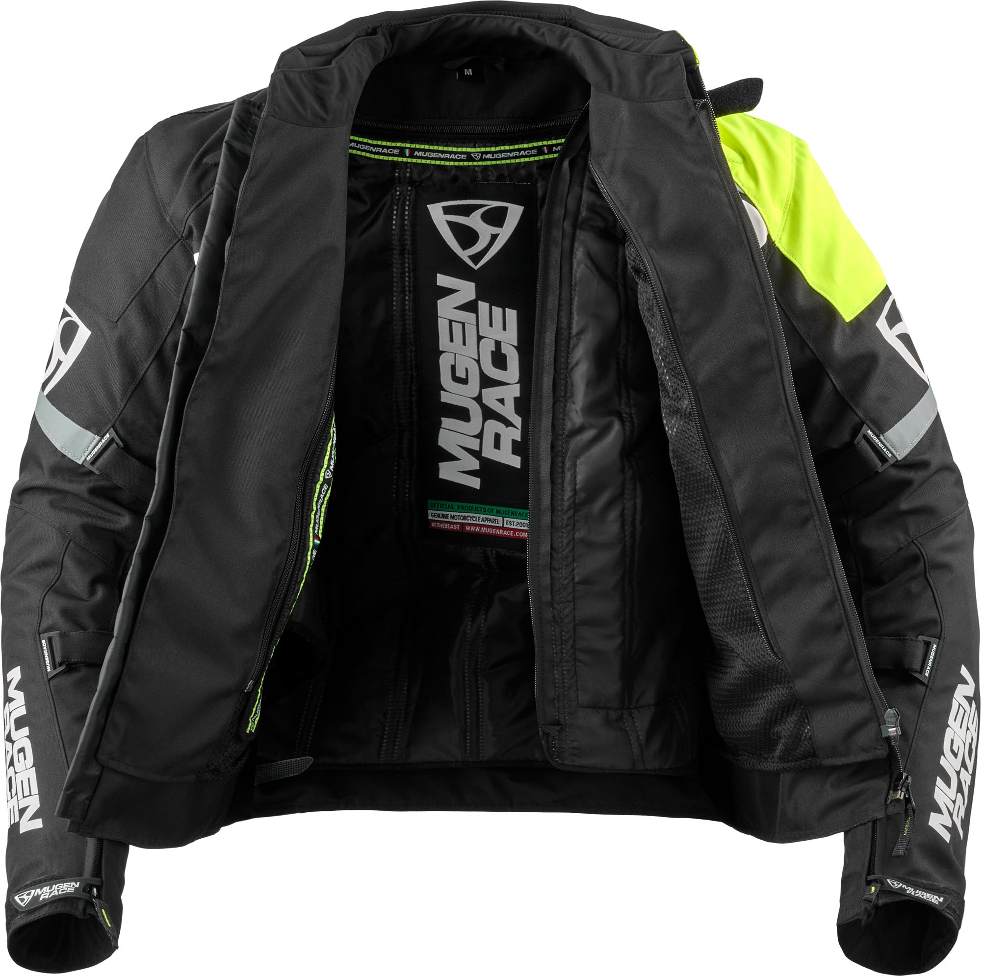 MUGENRACE Aggressore-T waterdichte motorfiets textieljas zwart/wit/neon-geel M Figuur 3