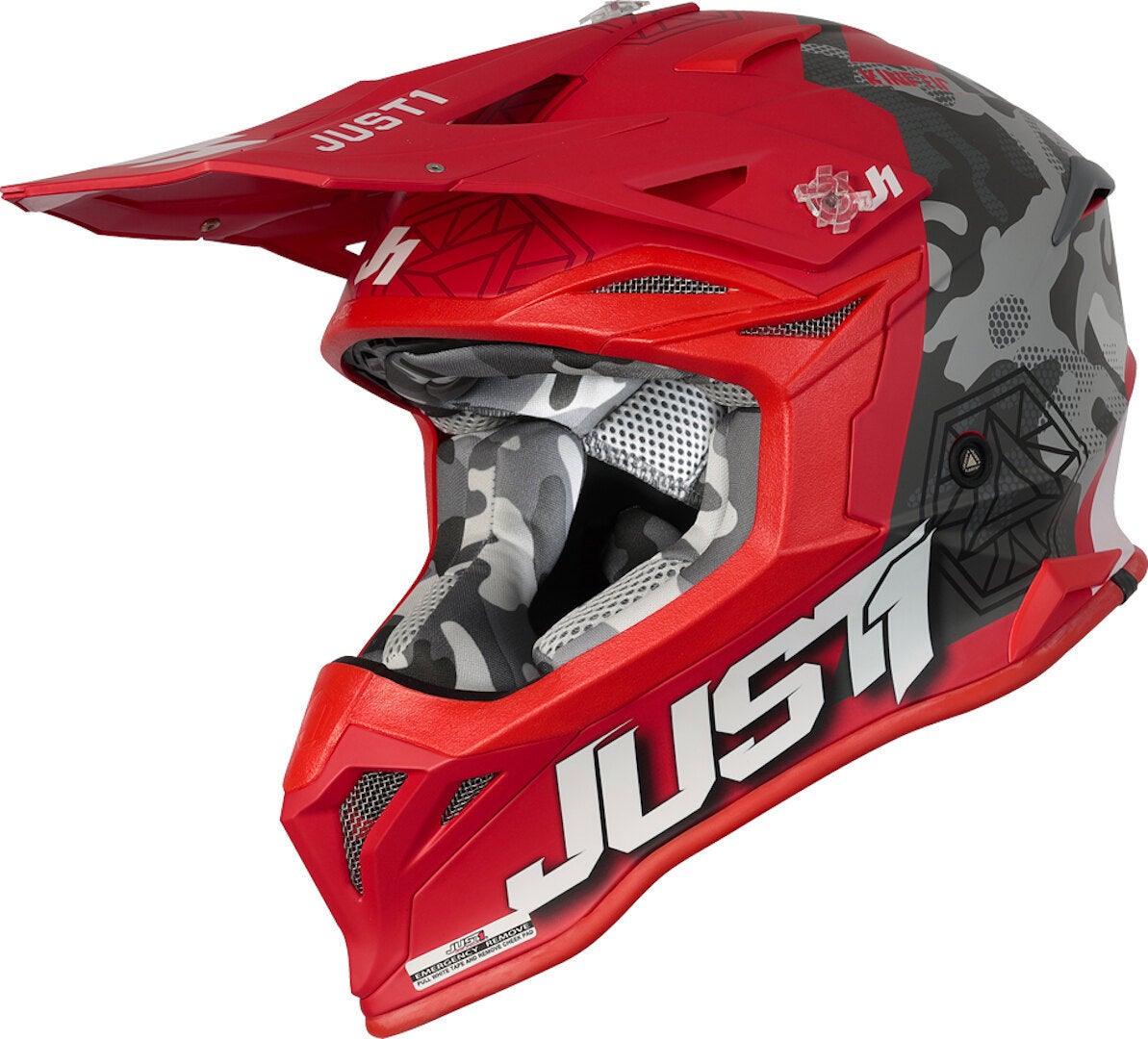 Just1 J39 Kinetic Casco motocross rosso/nero S (55/56) Figura 1