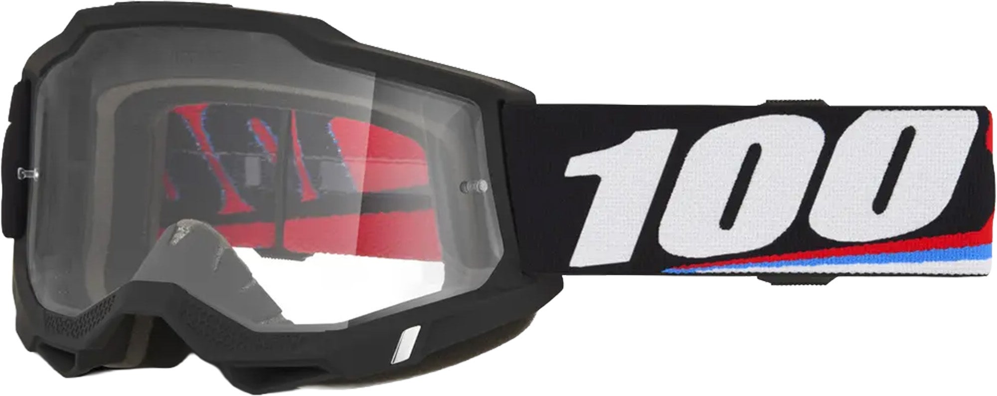 100% Accuri 2 Superdome Clear Motocross Goggles black/white/red/blue Figure 1
