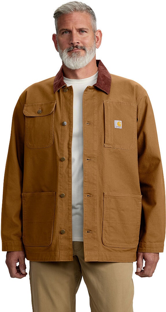 Side view of Carhartt Loose Fit Firm Duck Chore Coat