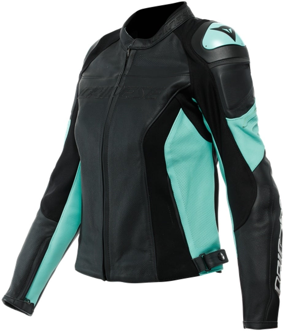 Dainese Racing 4 Perforeret Damer Motorcykel læderjakke Sort/turkis 46 Figur 1