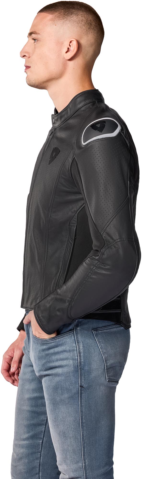 Revit Quadratic Logo perforated Motorcycle Leather Jacket black/white 48 Figure 5